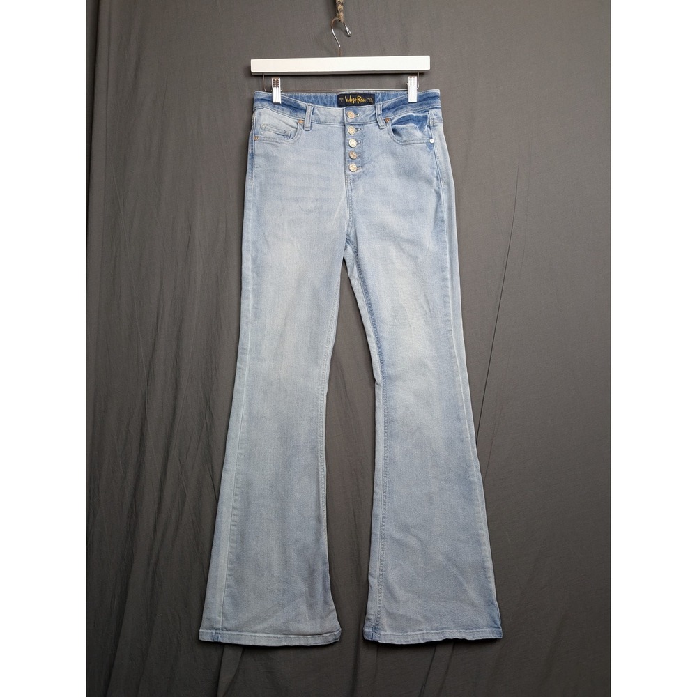 Indigo Rein Womens High Rise Flare Leg Jeans Light Wash Button Fly Size‎ 9